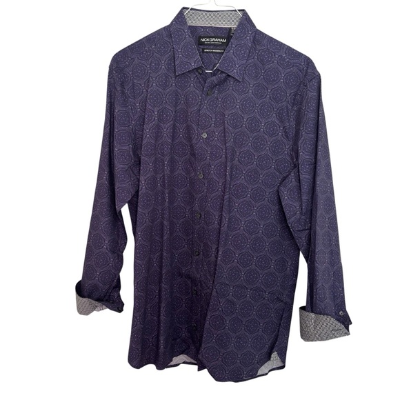 Nick Graham Men's Purple Patterned Casual Shirt - Picture 1 of 7